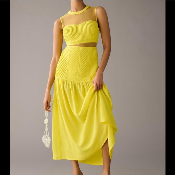 Anthropologie Dresses & Skirts - Anthropologie Vineet Ball Puff-Sleeve Textured Sheer Panel Trumpet Hem Dress